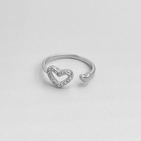 Sterling Silver Delicate CZ Heart Toe Ring, Silver Rings, Love Hearts Jewelry - Picture 7 of 13